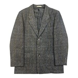 Papas Harris Tweed Sport‎ Coat Blazer 42R Charcoal Gray Flecked 100% Wool